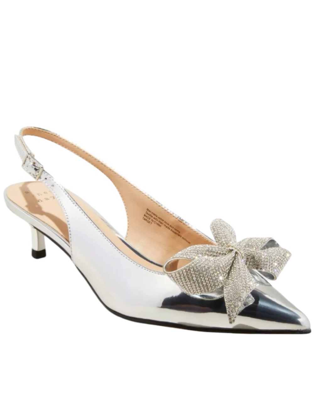 A New Day Priscilla slingback kitten heels pointed toe bow size 8.5